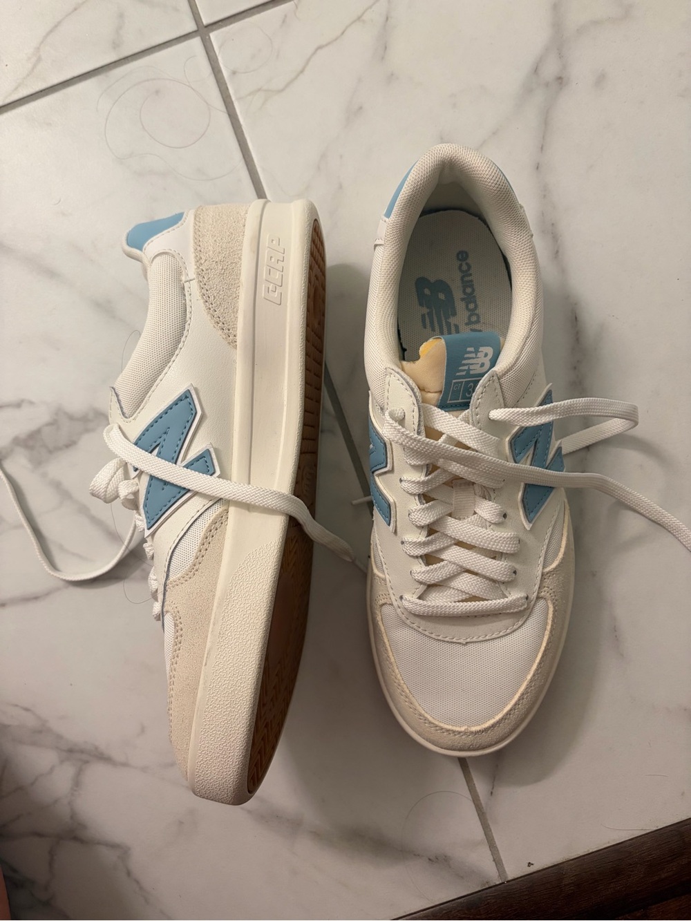 New Balance Women’s White & Light Blue Classic Sneakers